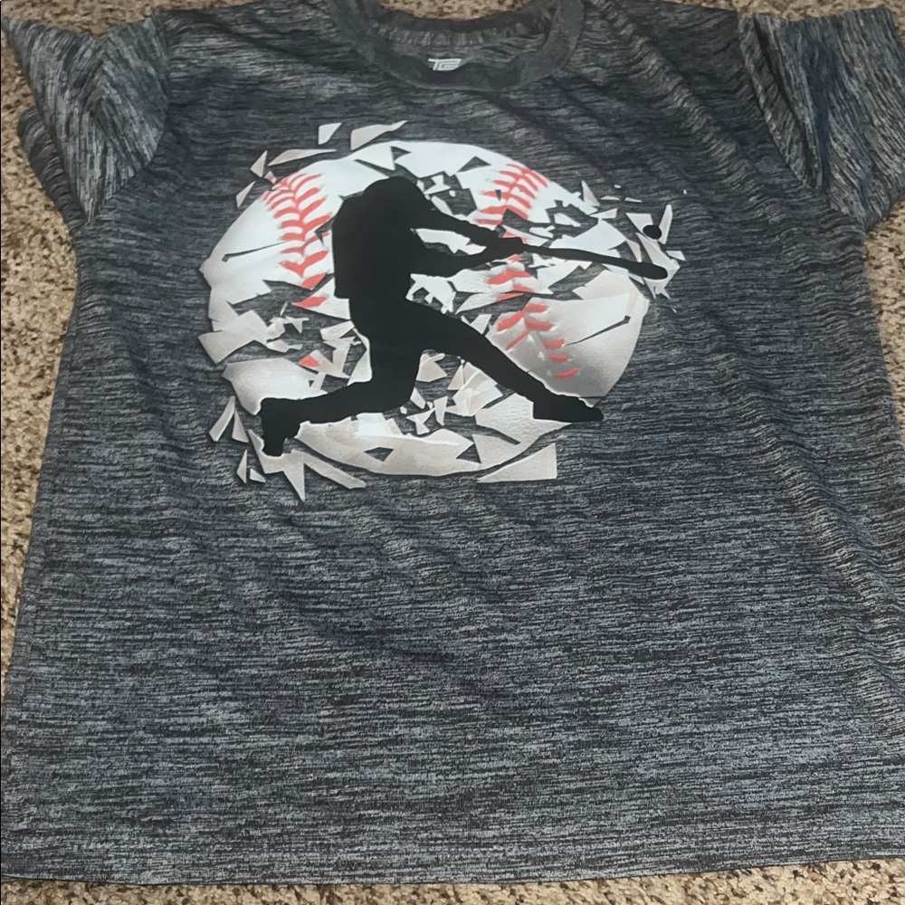 Tek Gear Charcoal Heather baseball player  T-Shirt